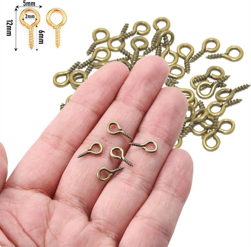 MSCFTFB 1400 Pieces Mini Screw Eye Hooks 5x12mm Metal Eyelets Eye Pins for Bracelet Earring Necklace Anklet Jewelry Making Pendant Charms DIY Wine Cork Bottle Charms (Rhodium) - Image 2